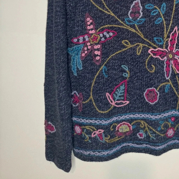 VINTAGE WOOL COLDWATER CREEK EMBROIDERED FLORAL SWEATER COTTAGE CORE - Picture 7 of 13